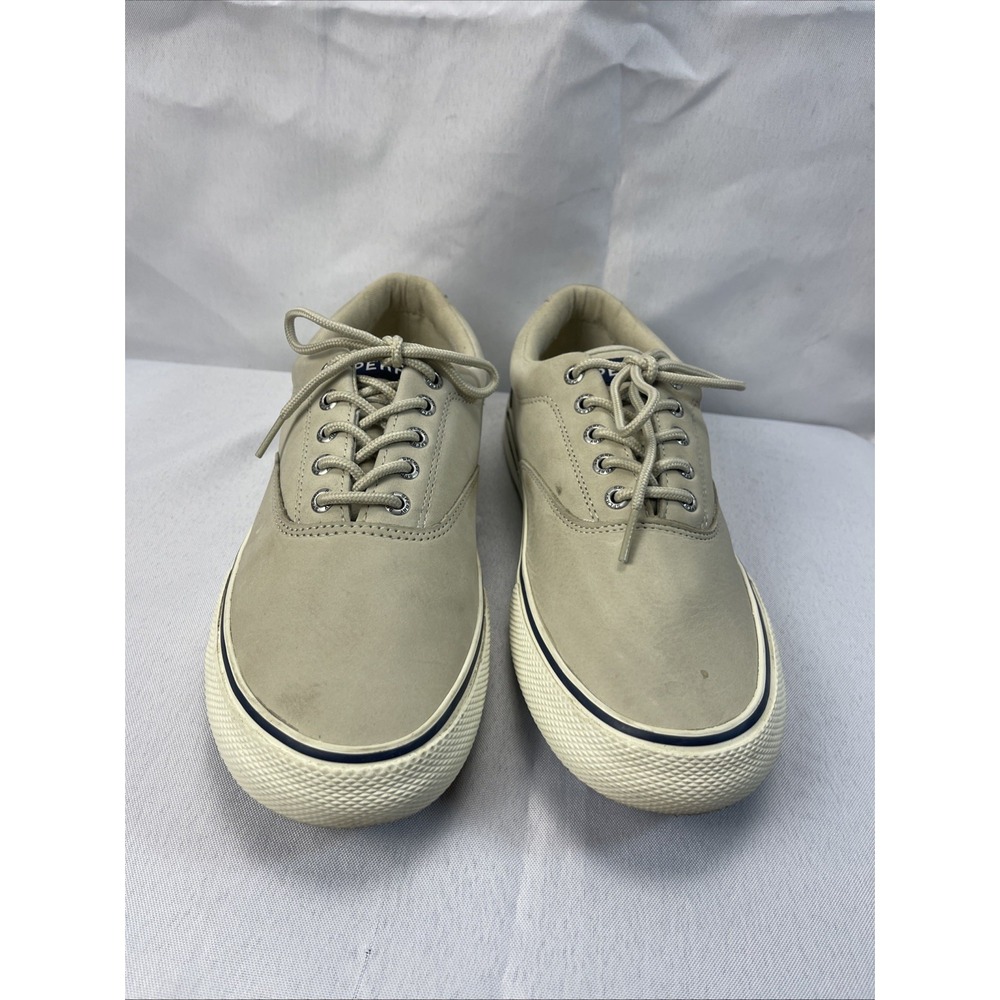 Sperry Top Sider Men's Casual Tan Canvas Lace Up Sneaker Shoes Size 9 Medium